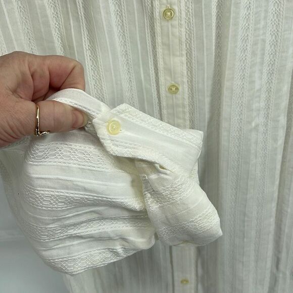 Banana Republic Women's Button Down Shirt Top Long Sleeve Blouse Cream Large - Picture 2 of 10